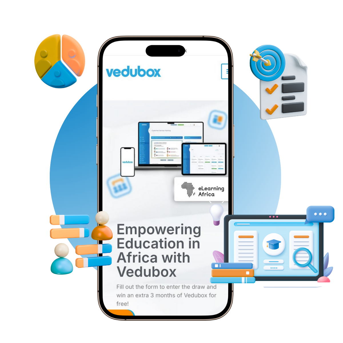  Vedubox online teaching platform dashboard showing live class and student management features.